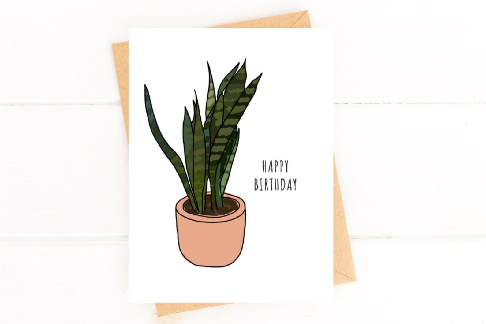Plant Happy Birthday Card – Houseplant Birthday Greeting for Plant Lovers