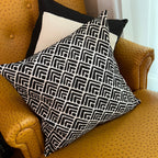 Geo Flowers Black Sadza Pillow