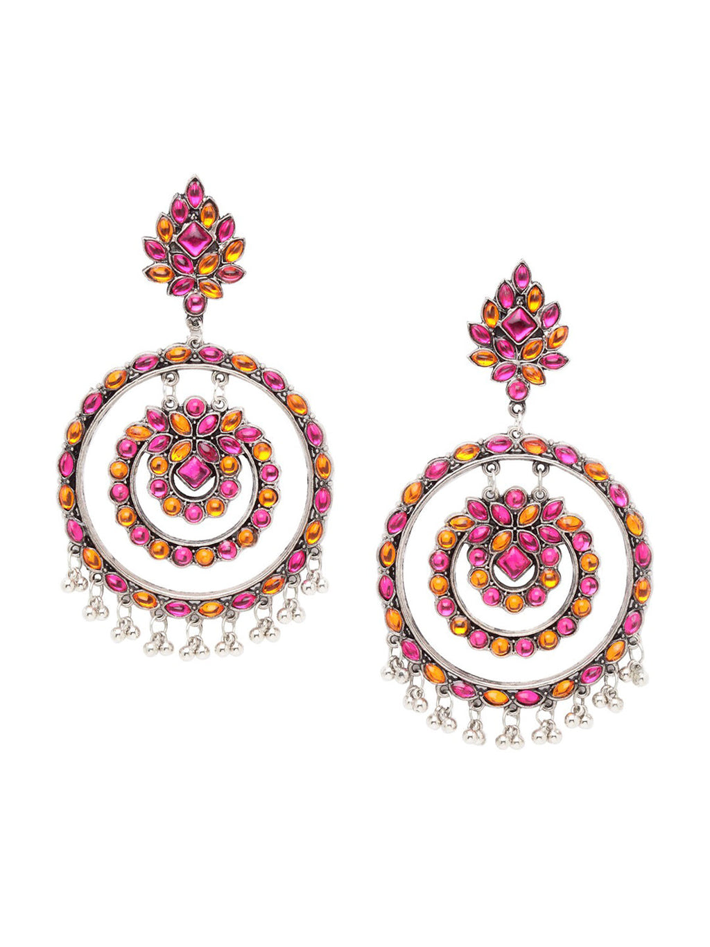Shining Diva Multicoloured Oxidised Contemporary Drop Earrings