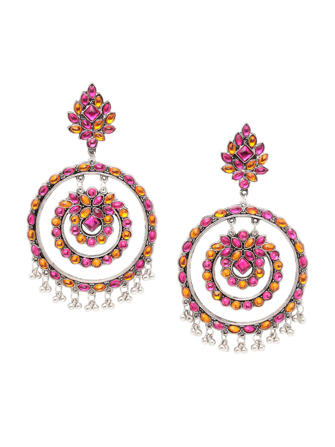 Shining Diva Multicoloured Oxidised Contemporary Drop Earrings