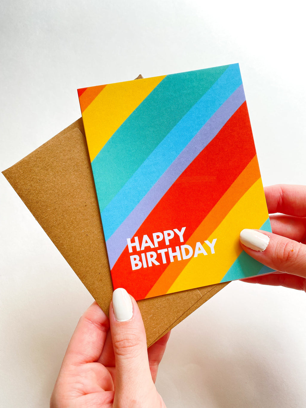 Happy Birthday Rainbow Stripes Birthday Card