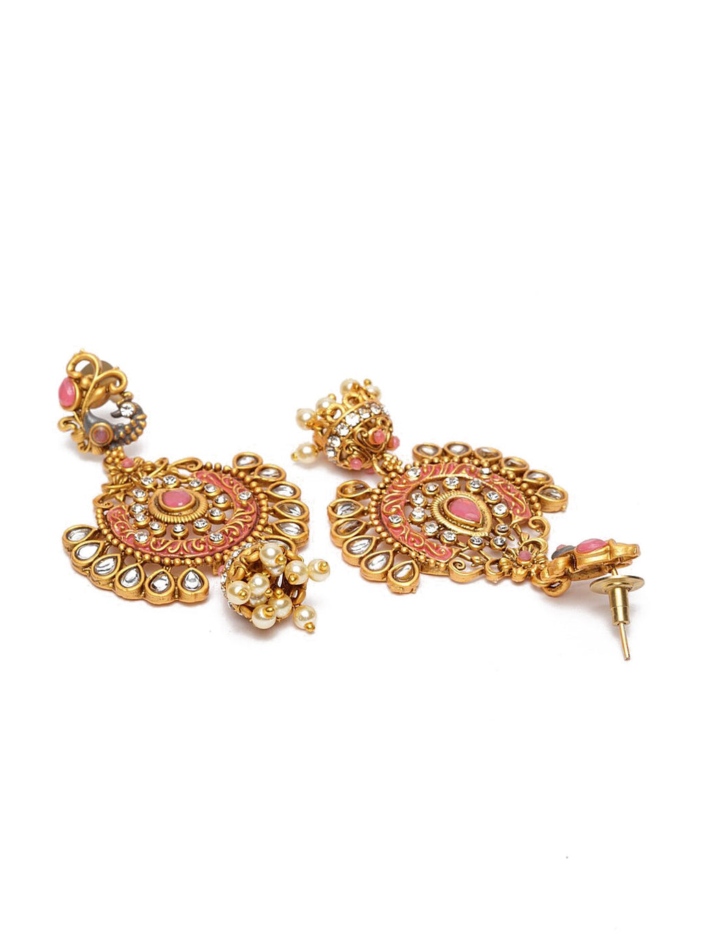 Shining Diva Gold-Toned Dome Shaped Jhumkas