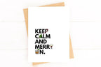 Keep Calm and Merry On Funny Christmas Card Cute Christmas Cards by Five Dot Post