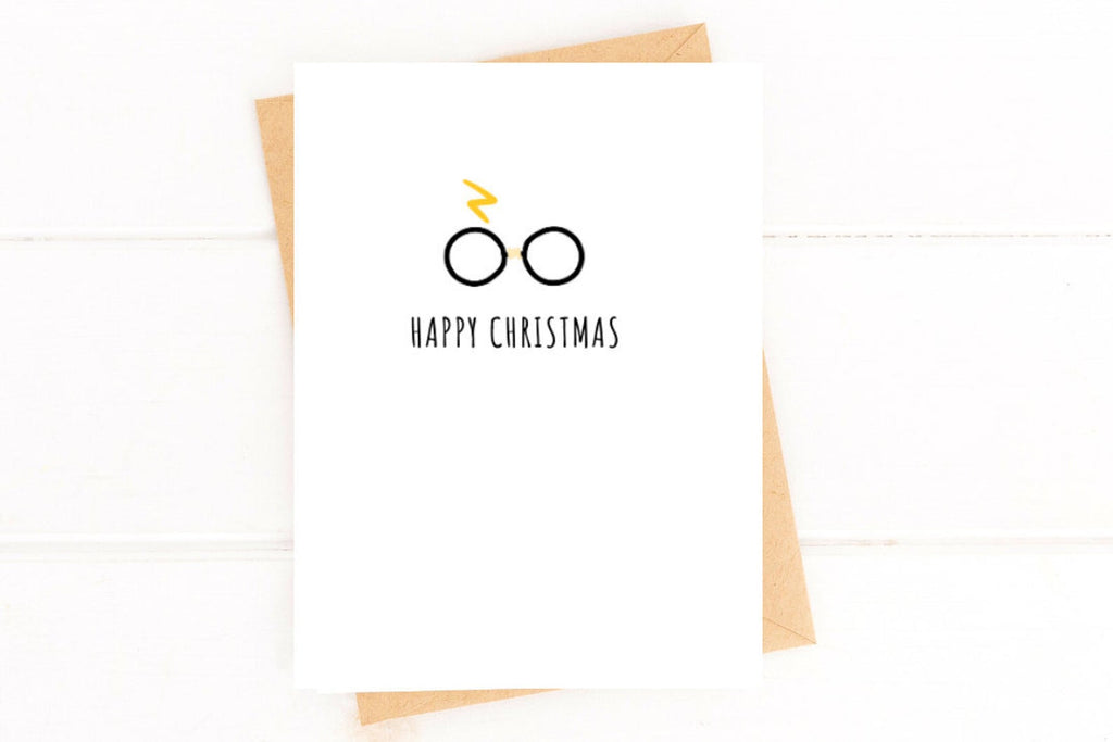 Harry Potter Inspired Christmas Card, Magical Happy Christmas, HP Lover Card by Five Dot Post