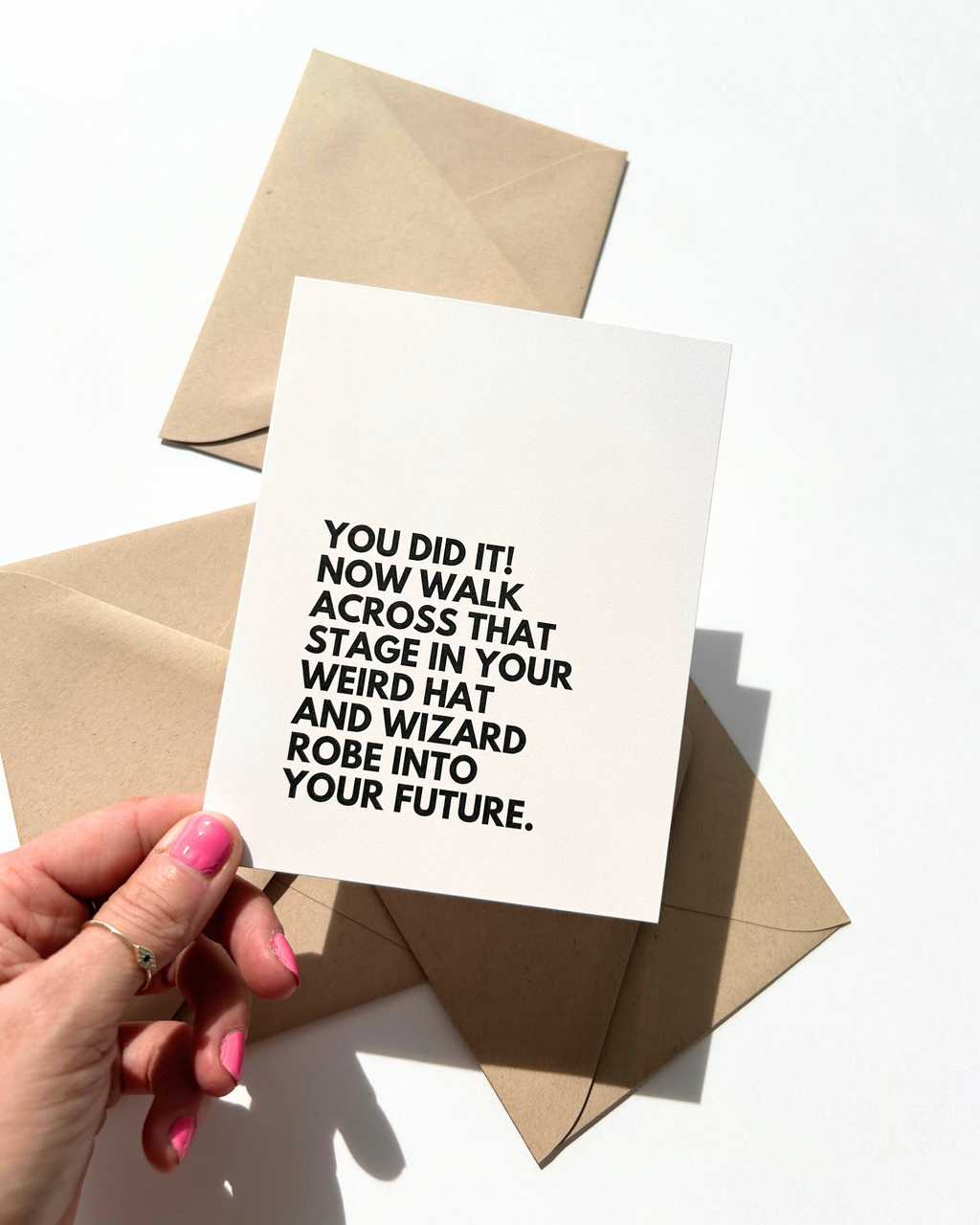 Weird Hat & Wizard Robe Graduation Card – Funny Congrats Card for Grad