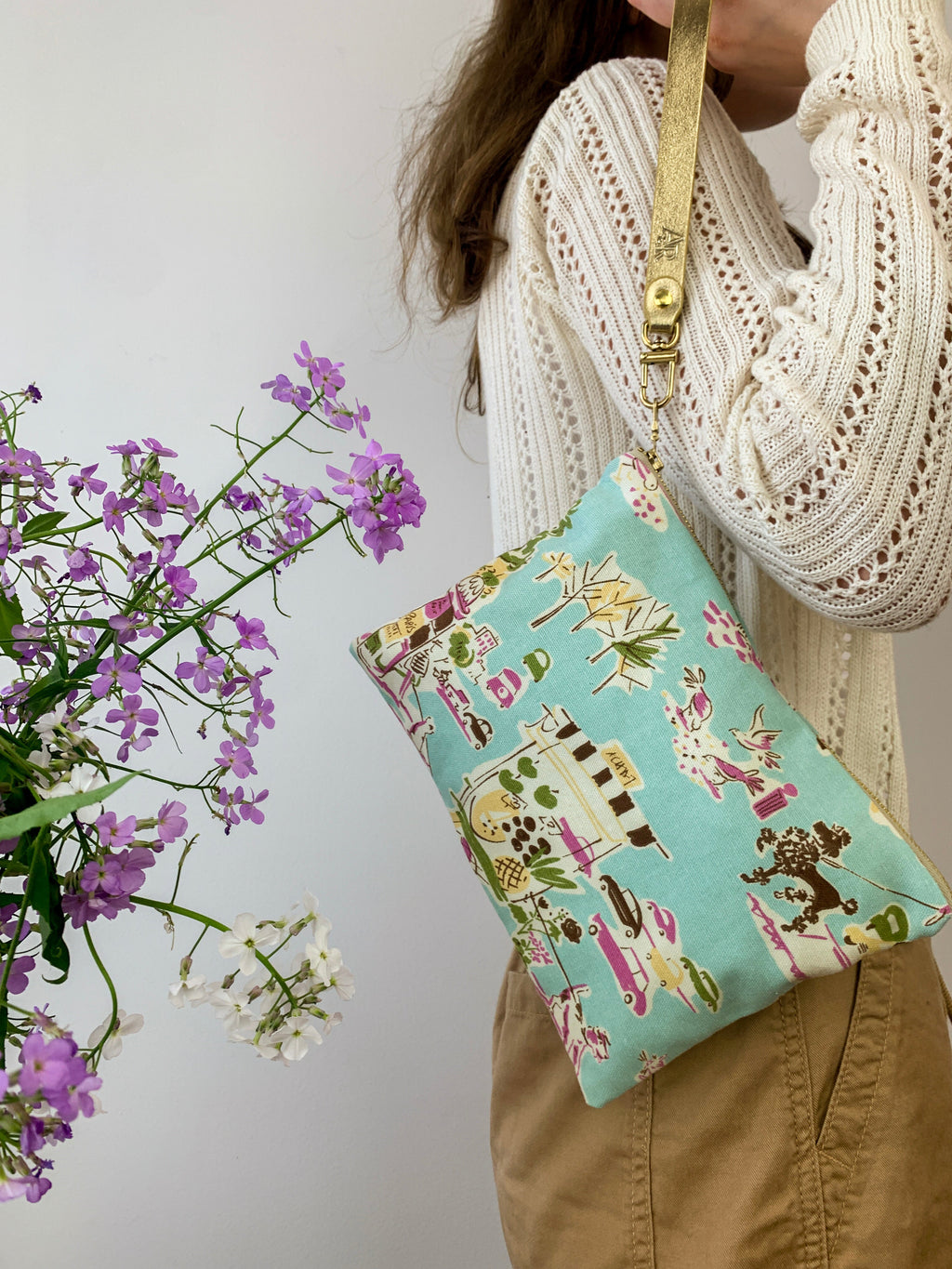 Summertime in Paris Wristlet Aqua