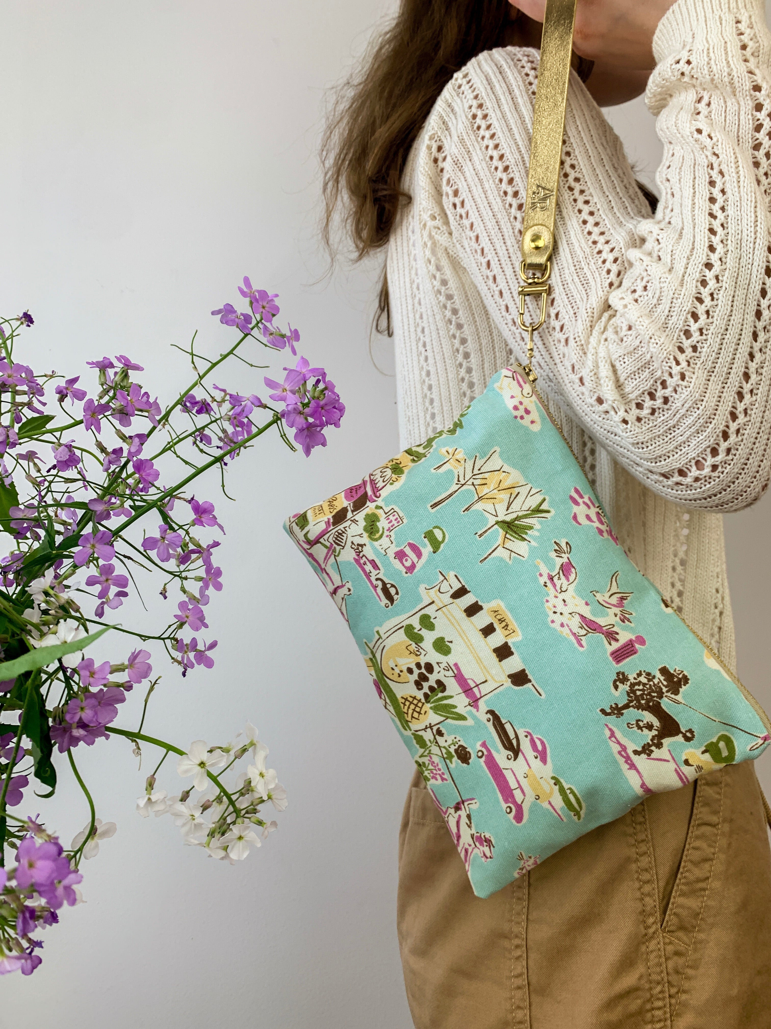 Summertime in Paris Wristlet Aqua