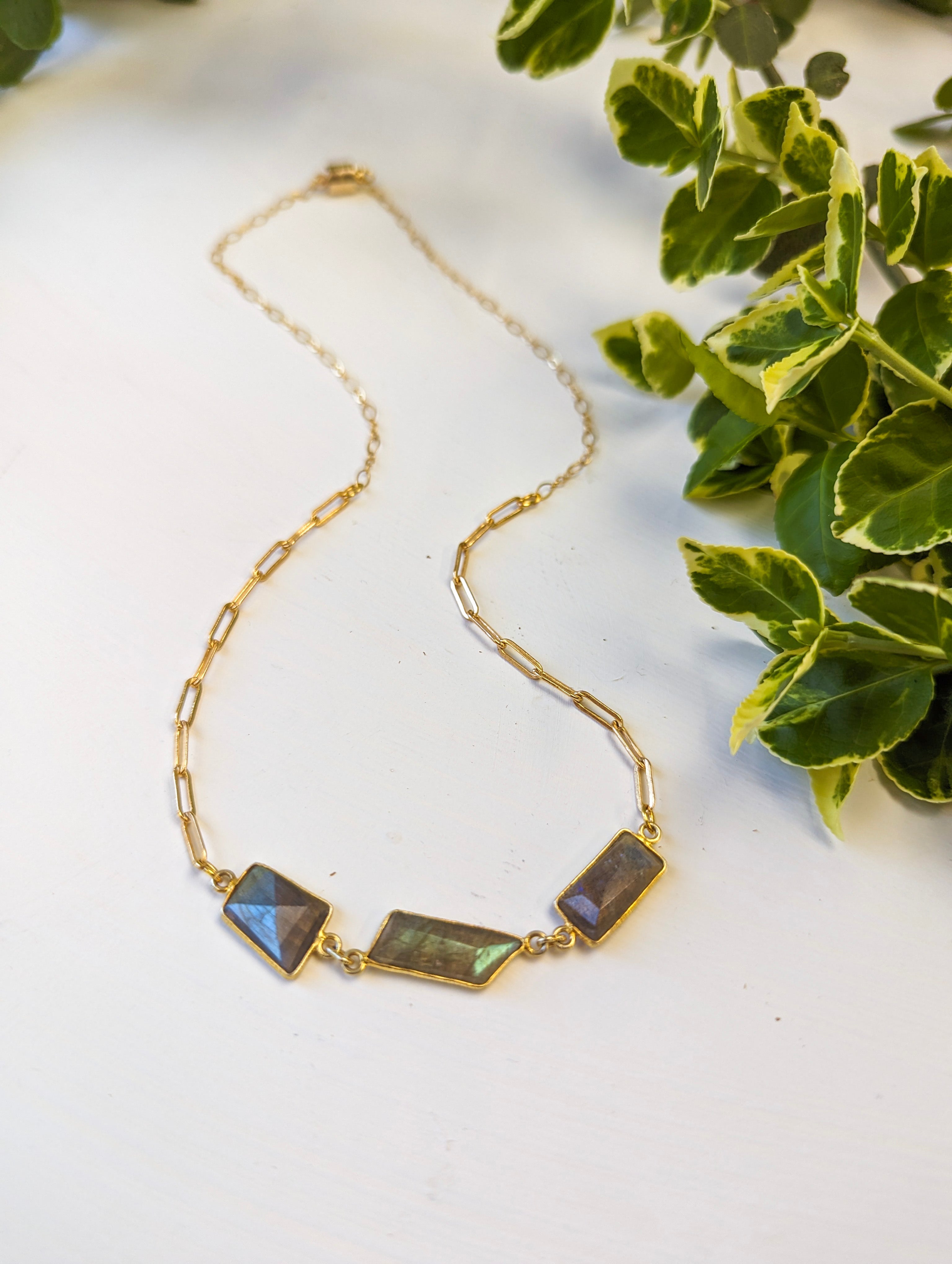 Geo Labradorite Magnetic Necklace