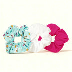 3 Pack Happy Llama Scrunchies | 80s Hair Tie Set by The Bullish Store