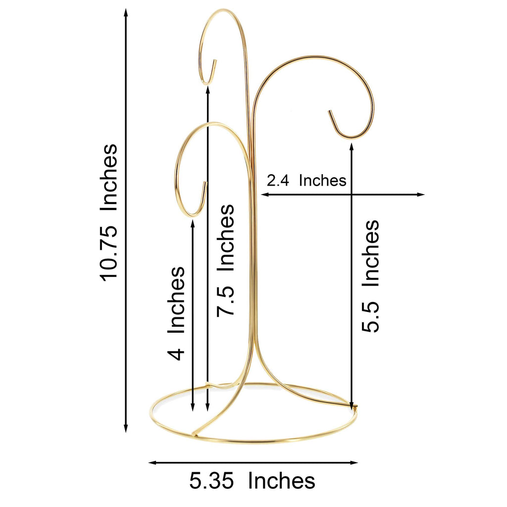 3-Arm 3-Tier Gold Brass Metal Ornament Stand Display 10.75 Inches Ornament Stands La Vie Bien 3-Arm 3-Tier Gold Brass Metal Ornament Stand Display 10.75 Inches