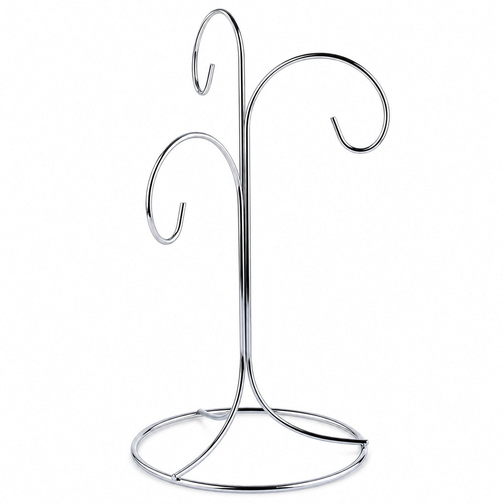 3-Arm 3-Tier Silver Metal Ornament Stand Display 10.75 Inches Ornament Stands La Vie Bien 3-Arm 3-Tier Silver Metal Ornament Stand Display 10.75 Inches