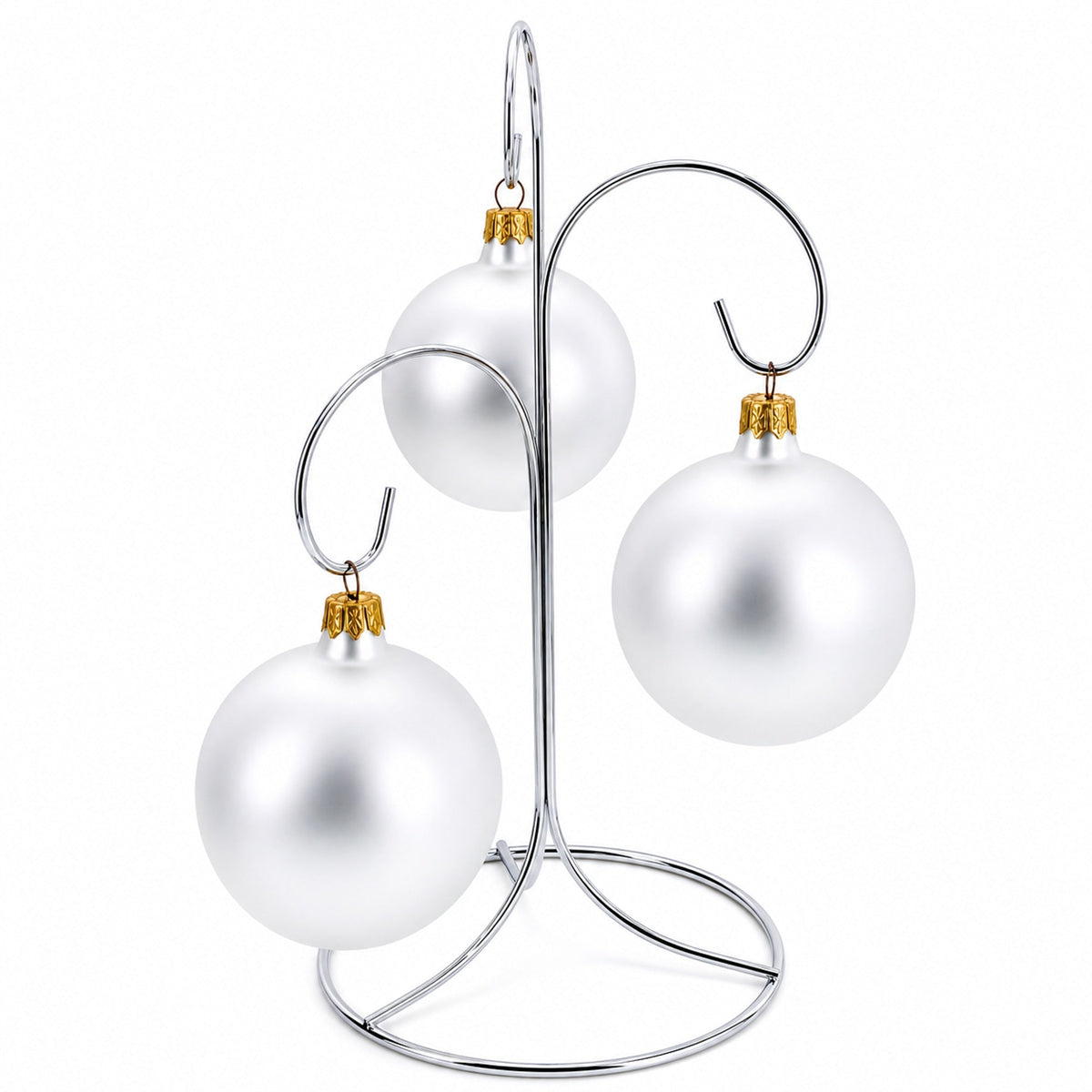 3-Arm 3-Tier Silver Metal Ornament Stand Display 10.75 Inches Ornament Stands La Vie Bien 3-Arm 3-Tier Silver Metal Ornament Stand Display 10.75 Inches