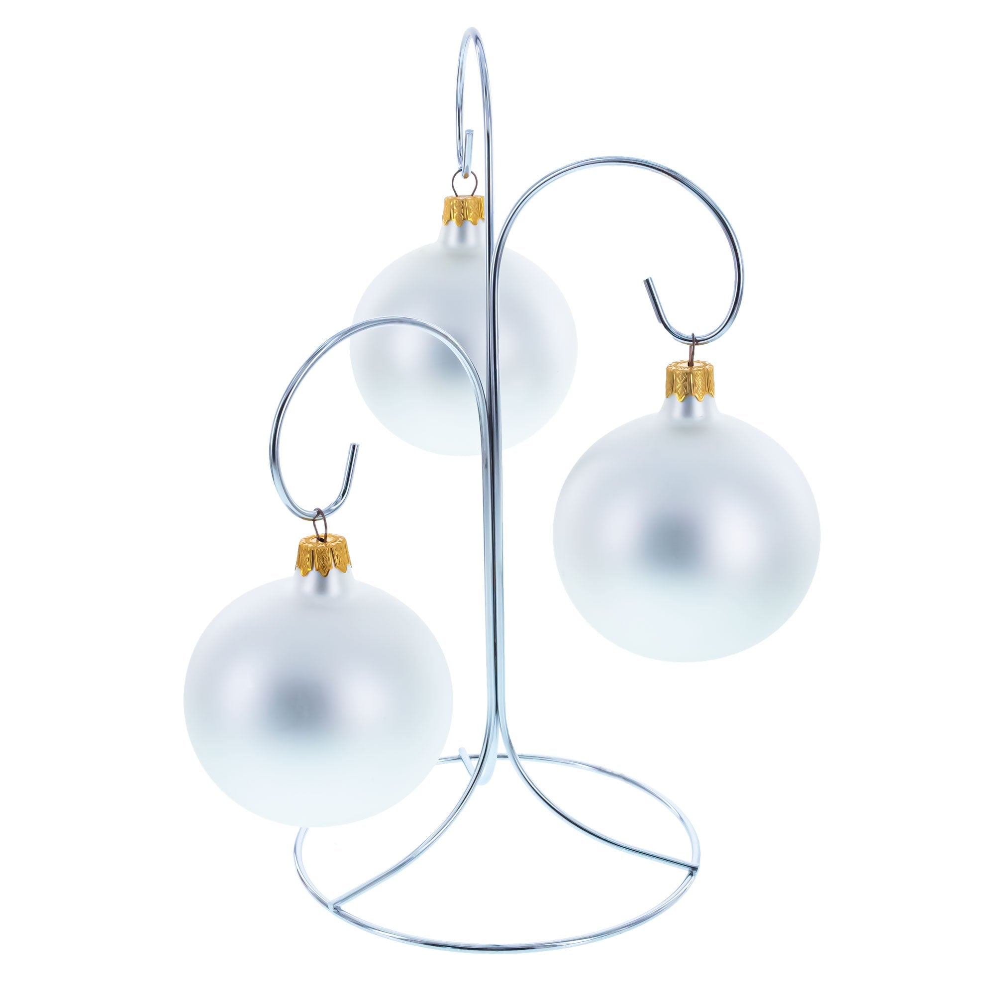 3-Arm 3-Tier Silver Metal Ornament Stand Display 10.75 Inches Ornament Stands La Vie Bien 3-Arm 3-Tier Silver Metal Ornament Stand Display 10.75 Inches