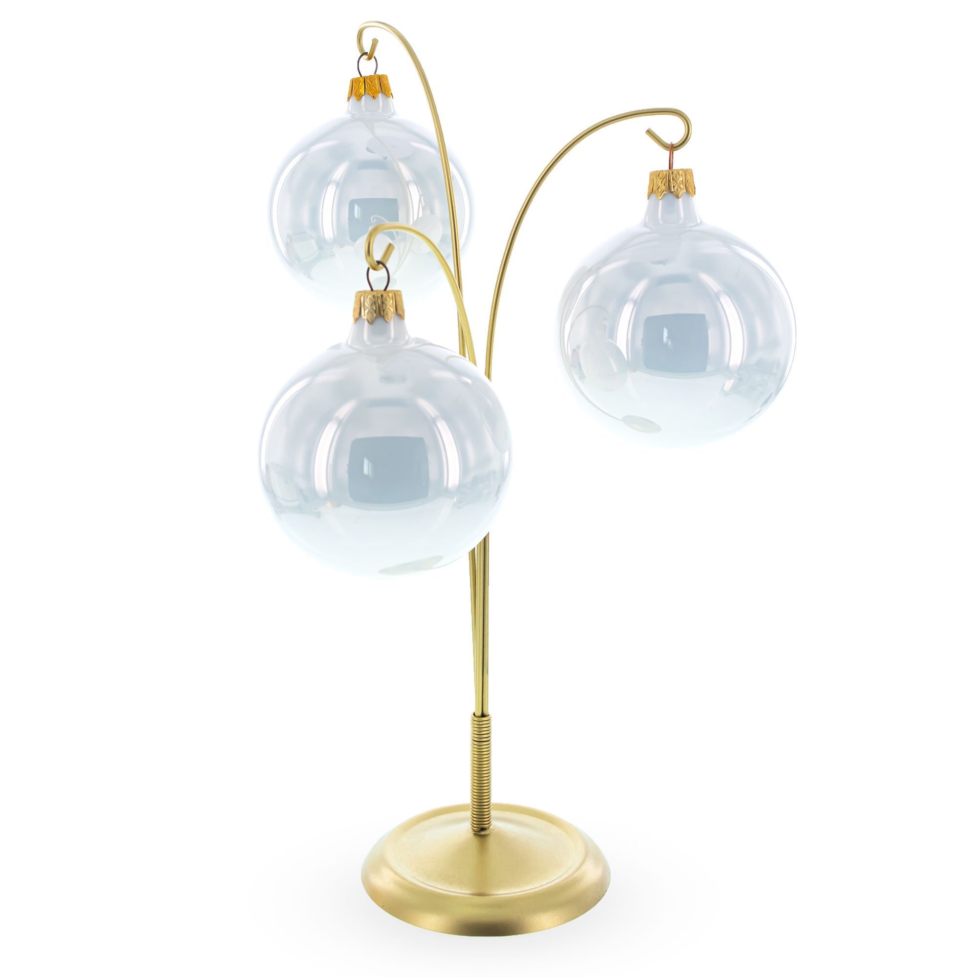 3-Arm Botanical Style Gold Metal Ornament Display Stand 12 Inches Ornament Stands La Vie Bien 3-Arm Botanical Style Gold Metal Ornament Display Stand 12 Inches