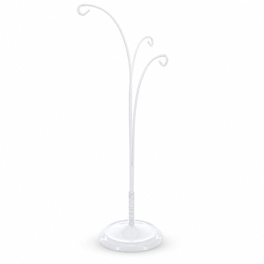 3-Arm Botanical Style White Painted Metal Ornament Display Stand 12 Inches Ornament Stands La Vie Bien 3-Arm Botanical Style White Painted Metal Ornament Display Stand 12 Inches