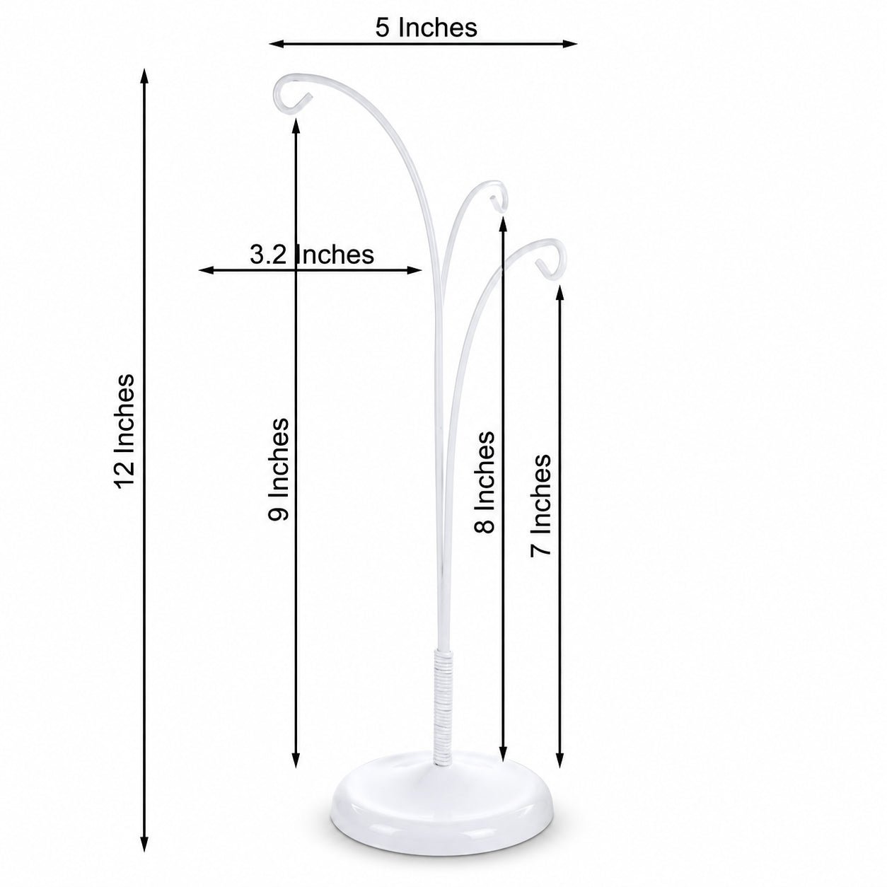 3-Arm Botanical Style White Painted Metal Ornament Display Stand 12 Inches Ornament Stands La Vie Bien 3-Arm Botanical Style White Painted Metal Ornament Display Stand 12 Inches
