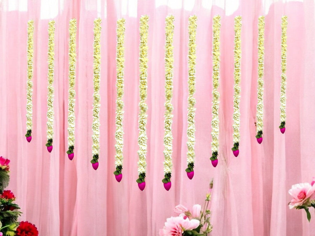 3 Feet Long Plastic Lotus Lari, Set of 12 Festive Decor La Vie Bien 3 Feet Long Plastic Lotus Lari, Set of 12