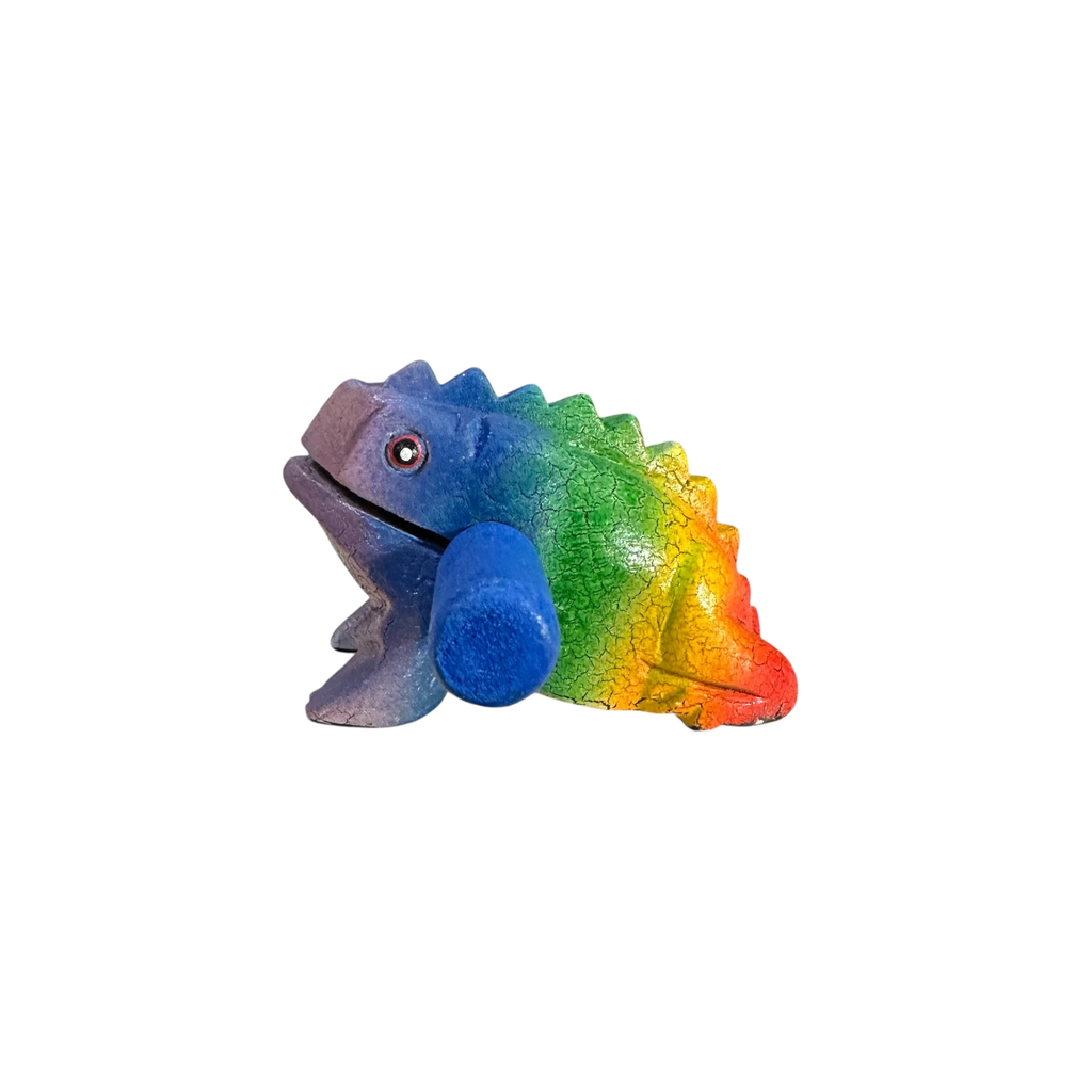 3" Wooden Musical Frog - Rainbow Design (Percussion Instrument) by Music Frog Co