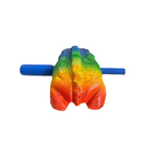 3" Wooden Musical Frog - Rainbow Design (Percussion Instrument) by Music Frog Co