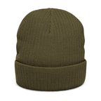 Nein Embroidered Ribbed Beanie — Cozy Black Knit Winter Hat