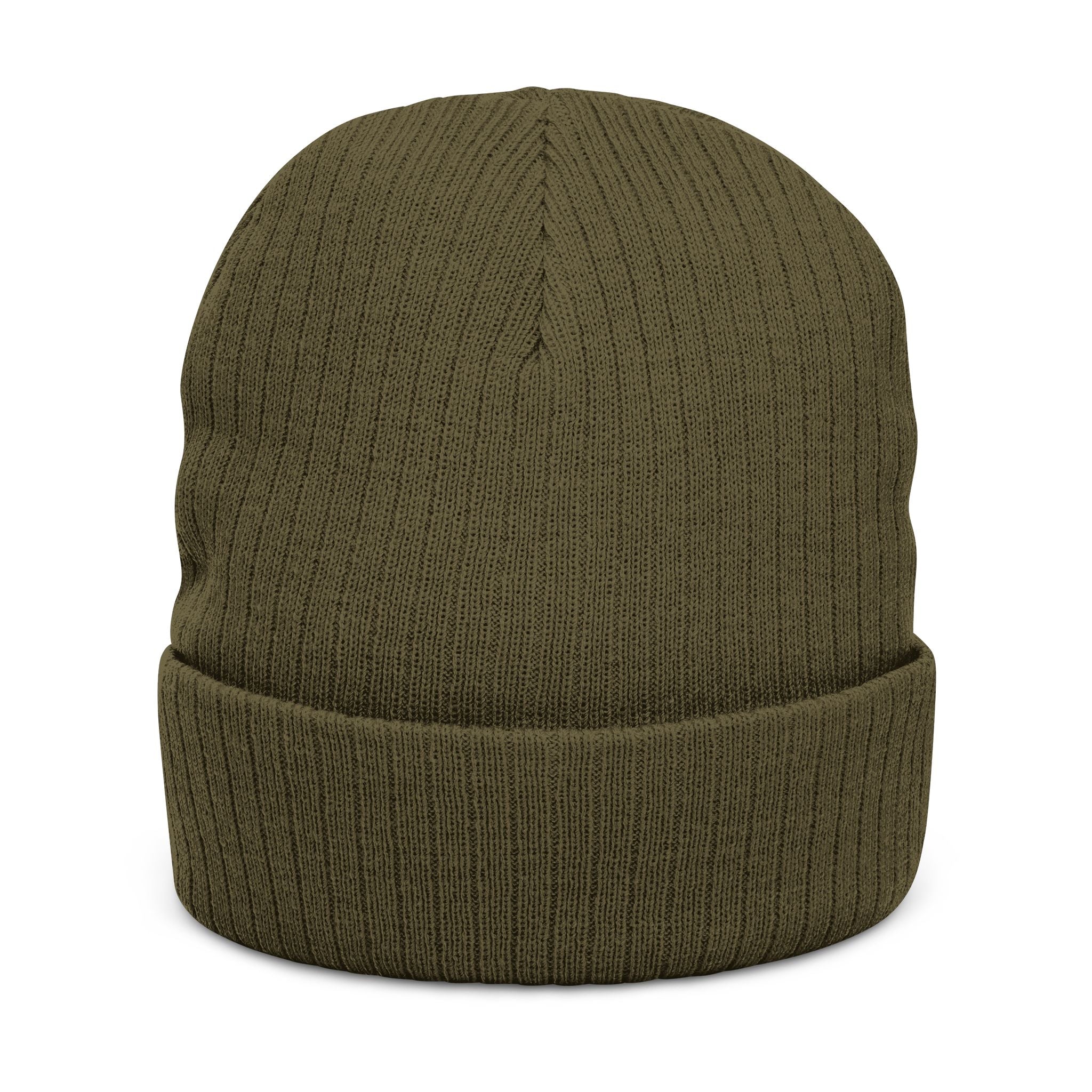Nein Embroidered Ribbed Beanie — Cozy Black Knit Winter Hat