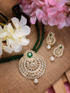 Saraf RS Jewellery Gold-Polished Polki Studded With Beads Handcrafted Jewellery Set