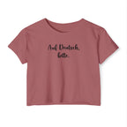Auf Deutsch, bitte script crop top, German phrase tee, minimalist typography