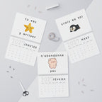 French motivational phrases kawaii Monthly Wall Calendar 2027, Cute Encouragement Calendar