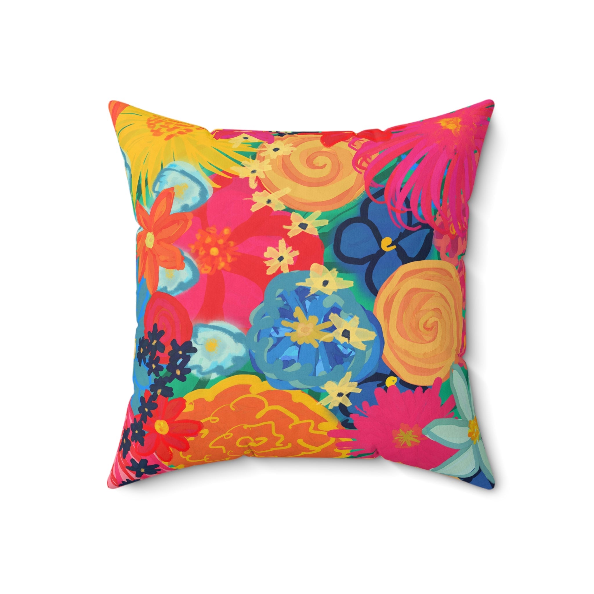 Bespattered Facade Bold Florals Square Throw Pillow | 4 Sizes