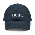 Nein. Embroidered Distressed Dad Hat — Vintage German Humor Cap