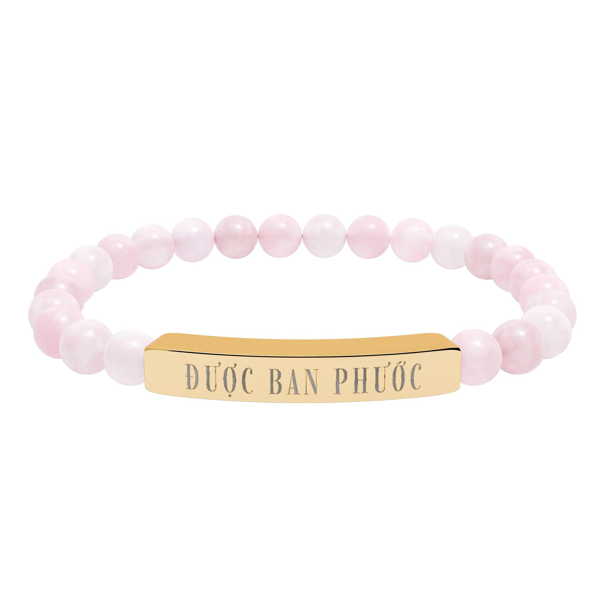Được ban phước Vietnamese Blessing beaded bracelet, Good fortune Engraved Natural Stone Stretch Bar Bracelet