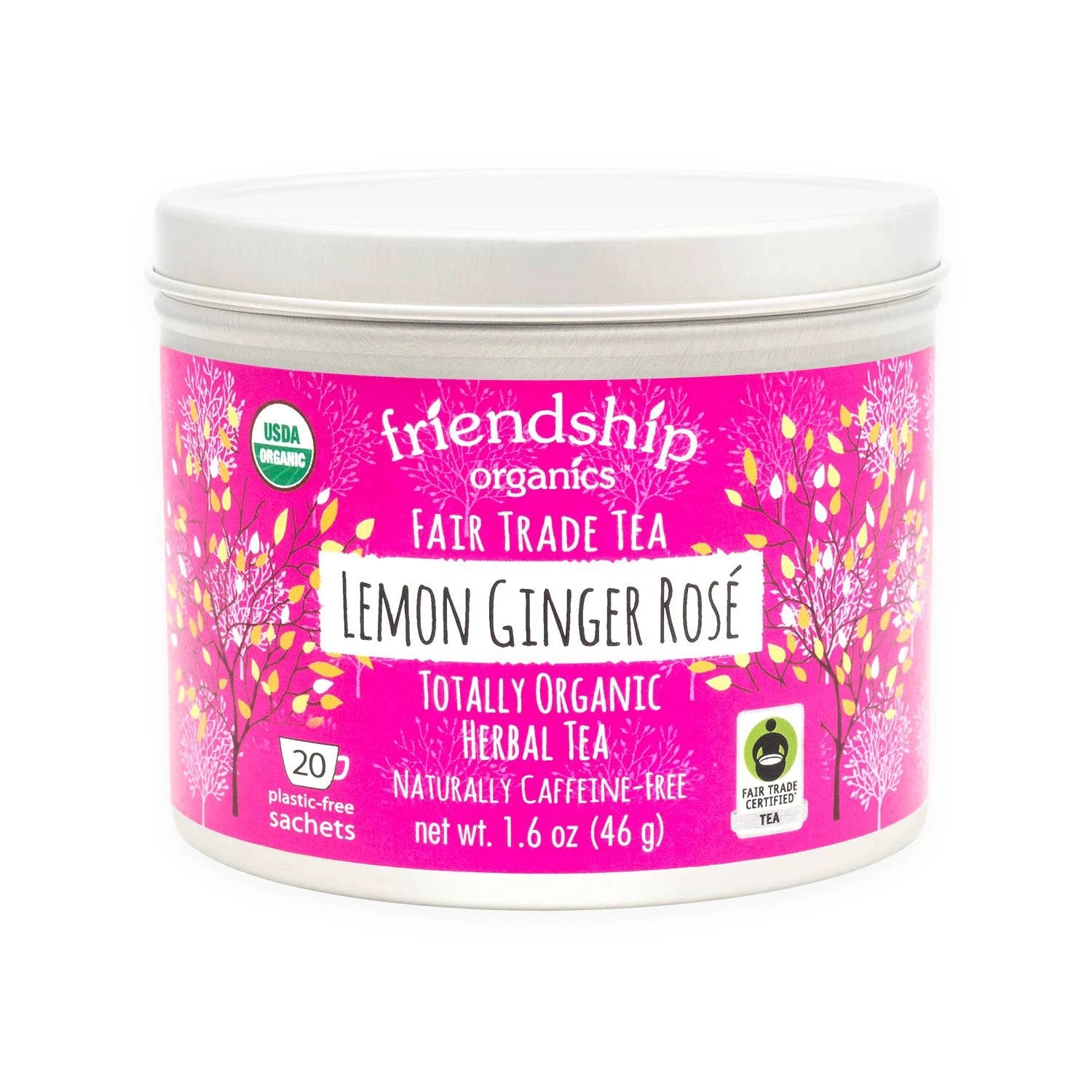 Lemon Ginger Rosé Herbal Tea by Ethical Trade Co