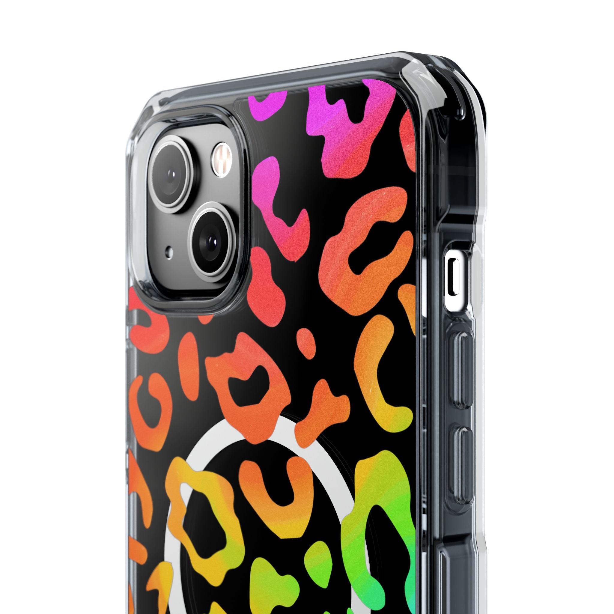 Bespattered Facade Watercolor Rainbow Leopard MagSafe Clear Impact Case