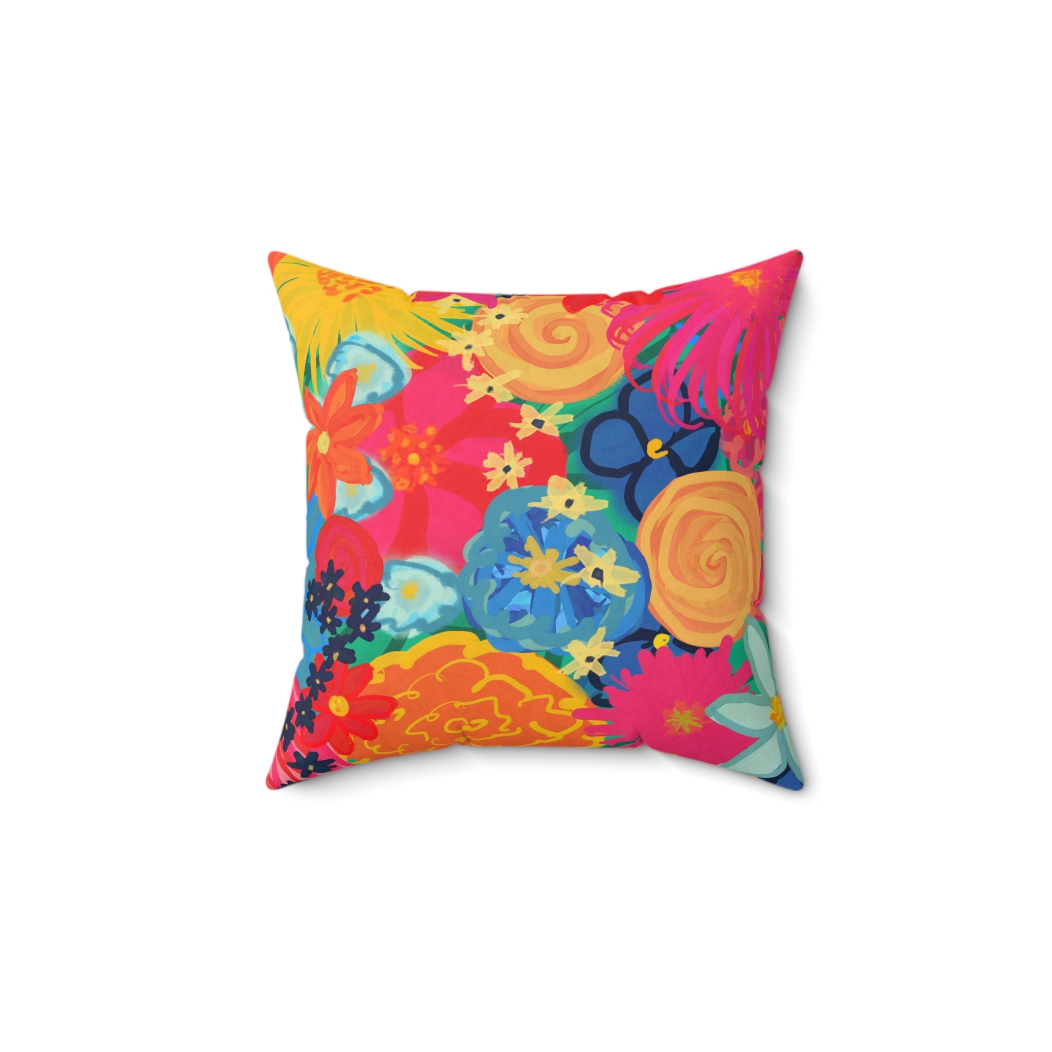 Bespattered Facade Bold Florals Square Throw Pillow | 4 Sizes