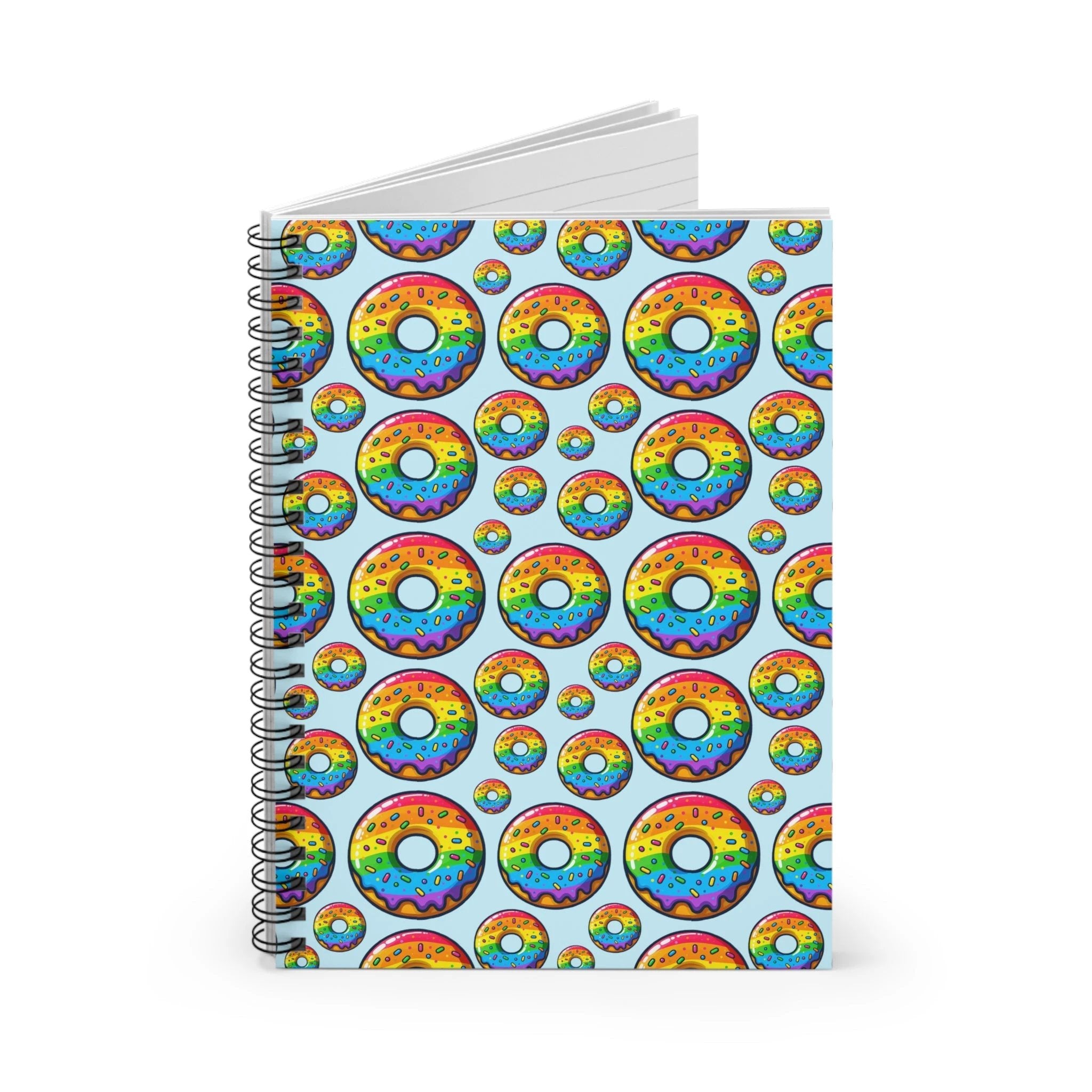 Bespattered Facade Rainbow Sprinkle Donut Spiral Notebook - Lined Pages by Bespattered Facade