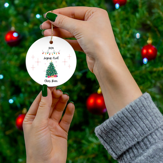 Personalized 2024 Joyeux Noel Ceramic Ornament