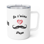 Custom Je t'aime Papa Insulated Coffee Mug, 10oz by Printify