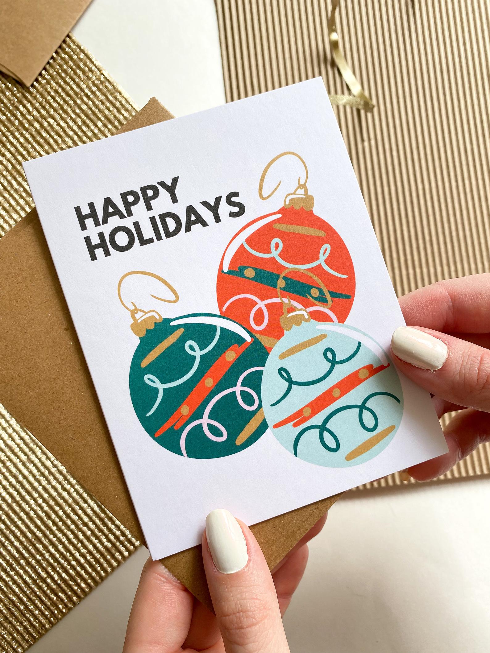 Happy Holidays Christmas Ornaments Holiday Card