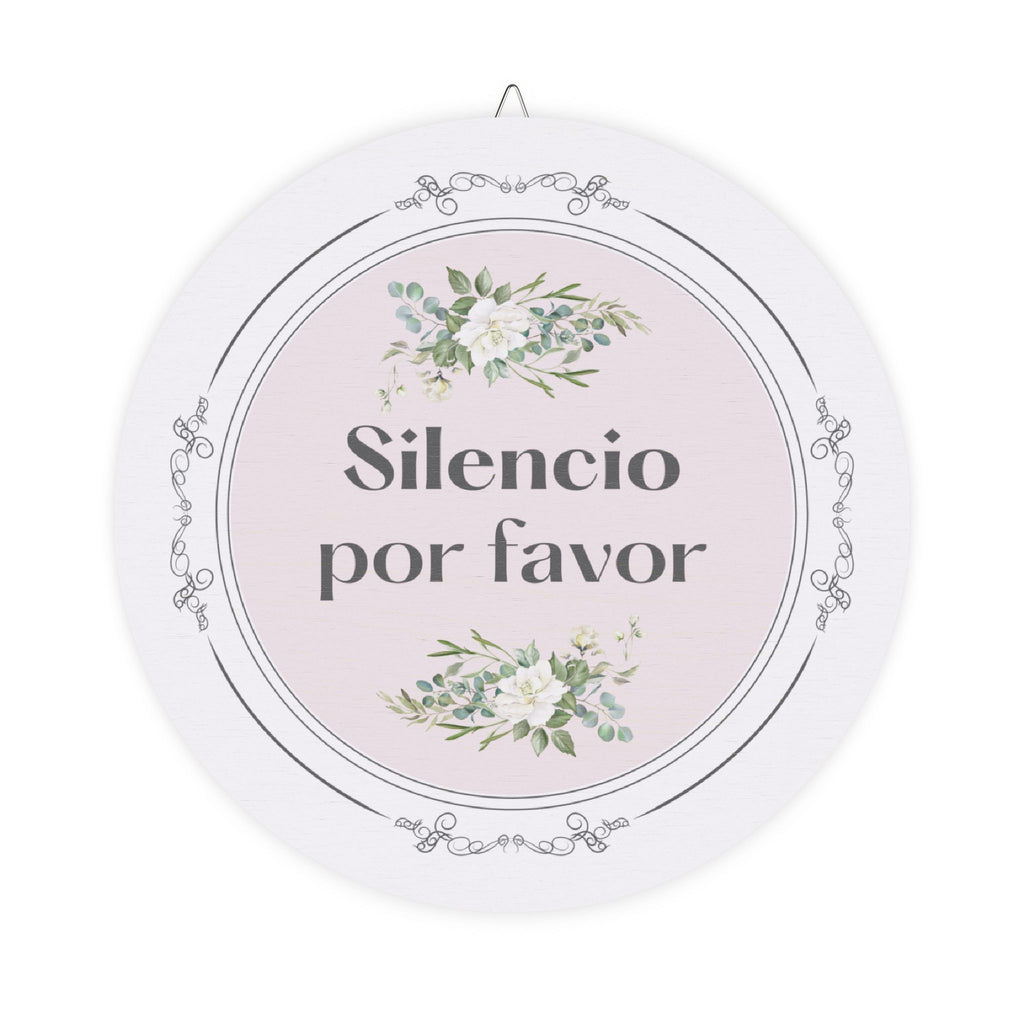 Silencio por favor hanging wooden wall sign