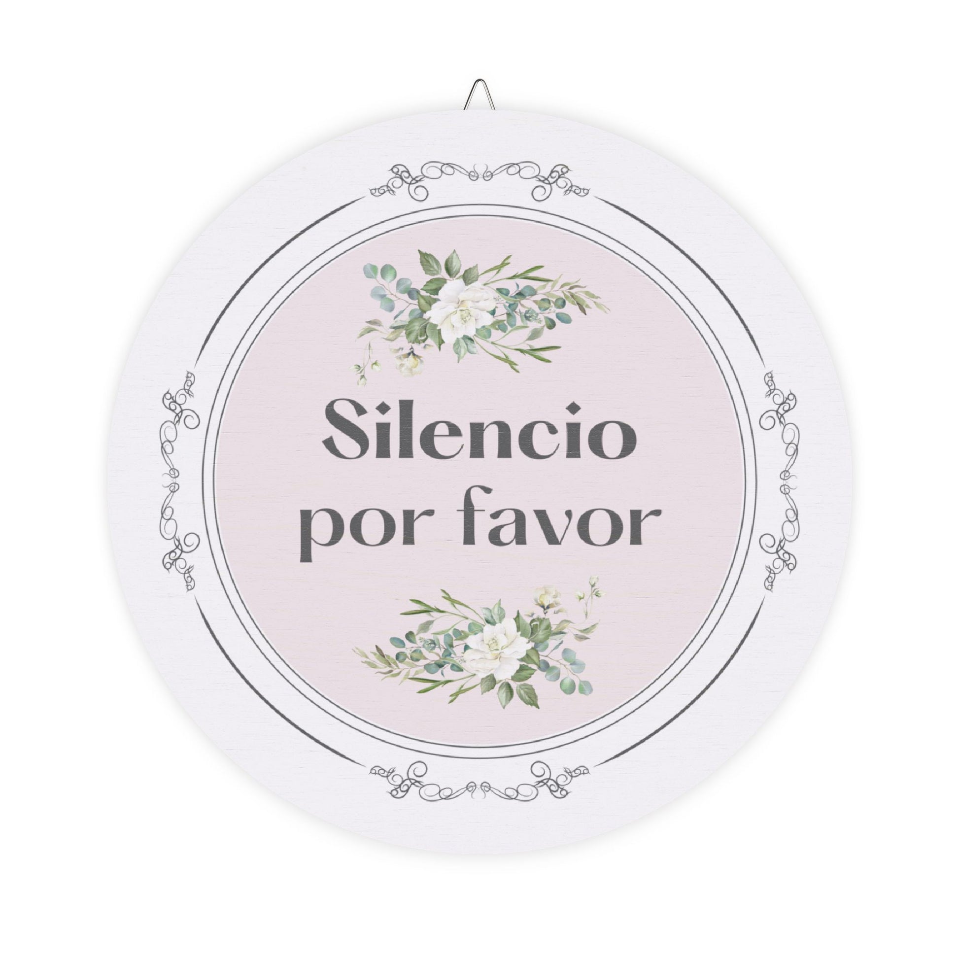 Silencio por favor hanging wooden wall sign