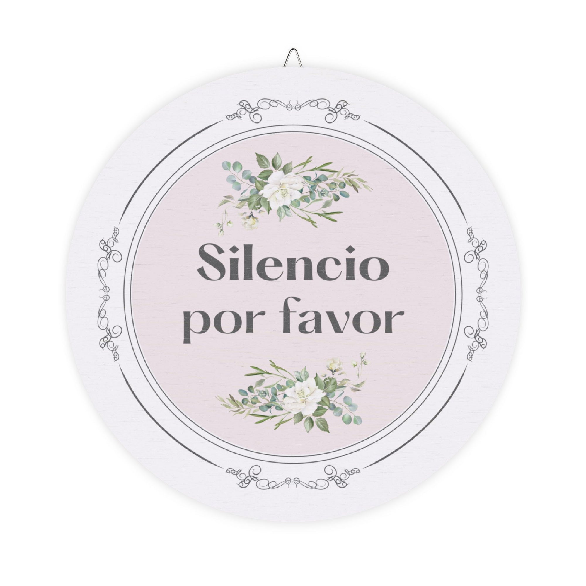 Silencio por favor hanging wooden wall sign