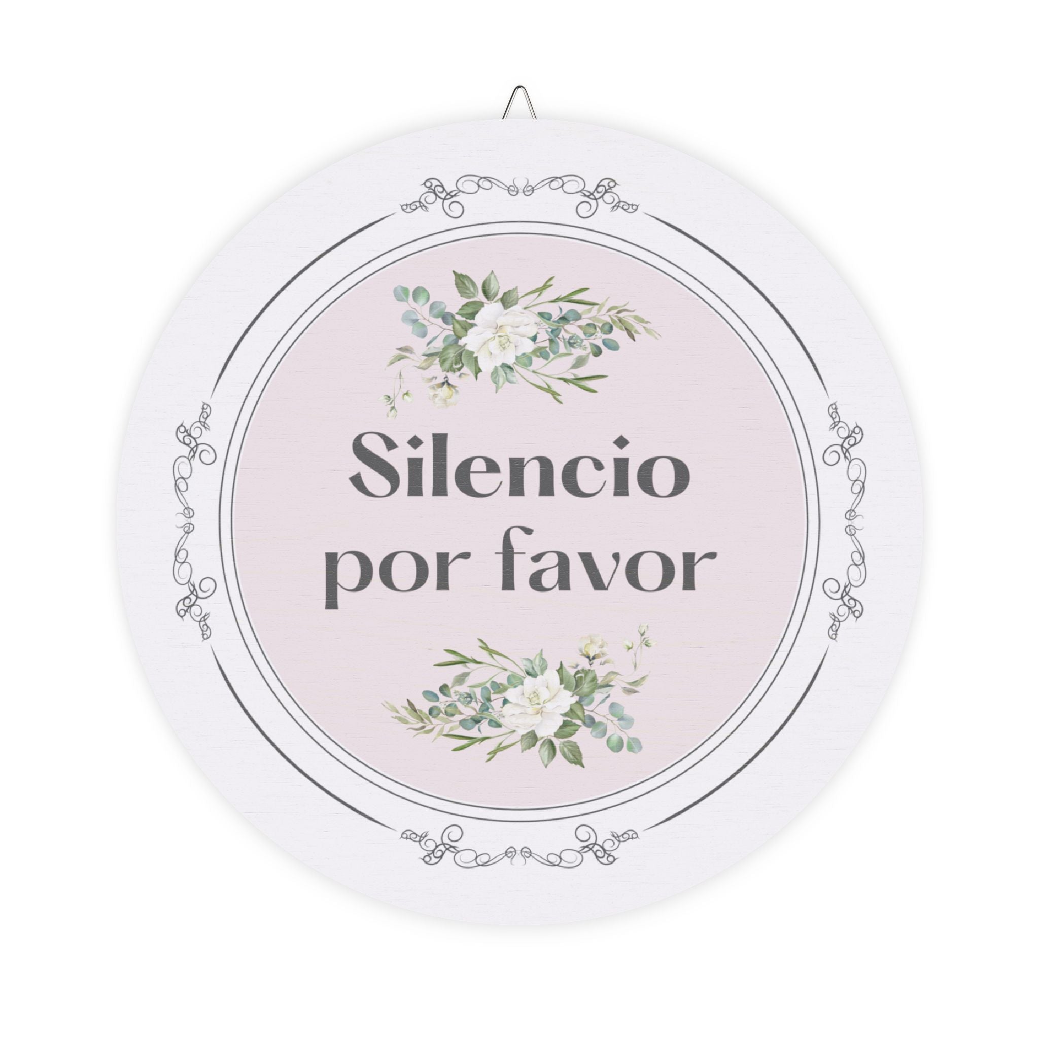 Silencio por favor hanging wooden wall sign