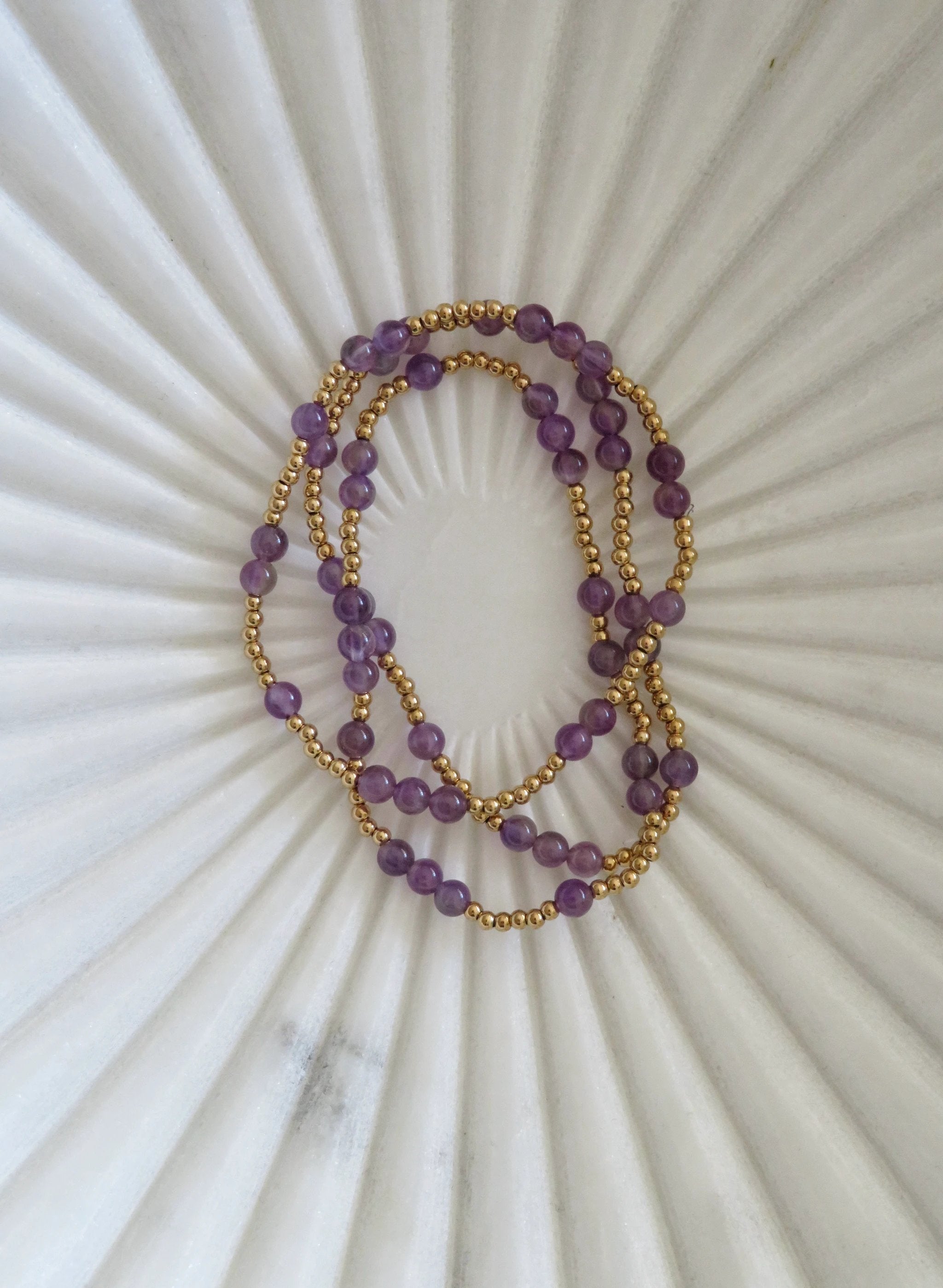 Gold Beaded Kyla Crystal Waterproof Non-Tarnish Bracelets by Curated By Suarez