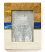 Kaveri Striped 5x7 Picture Frame - Carved Bone & Wood