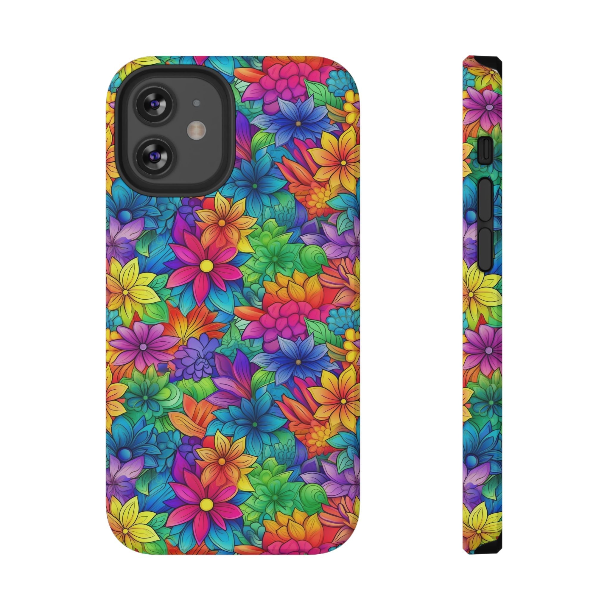 Bespattered Facade Bright Rainbow Flowers Impact-Resistant Case