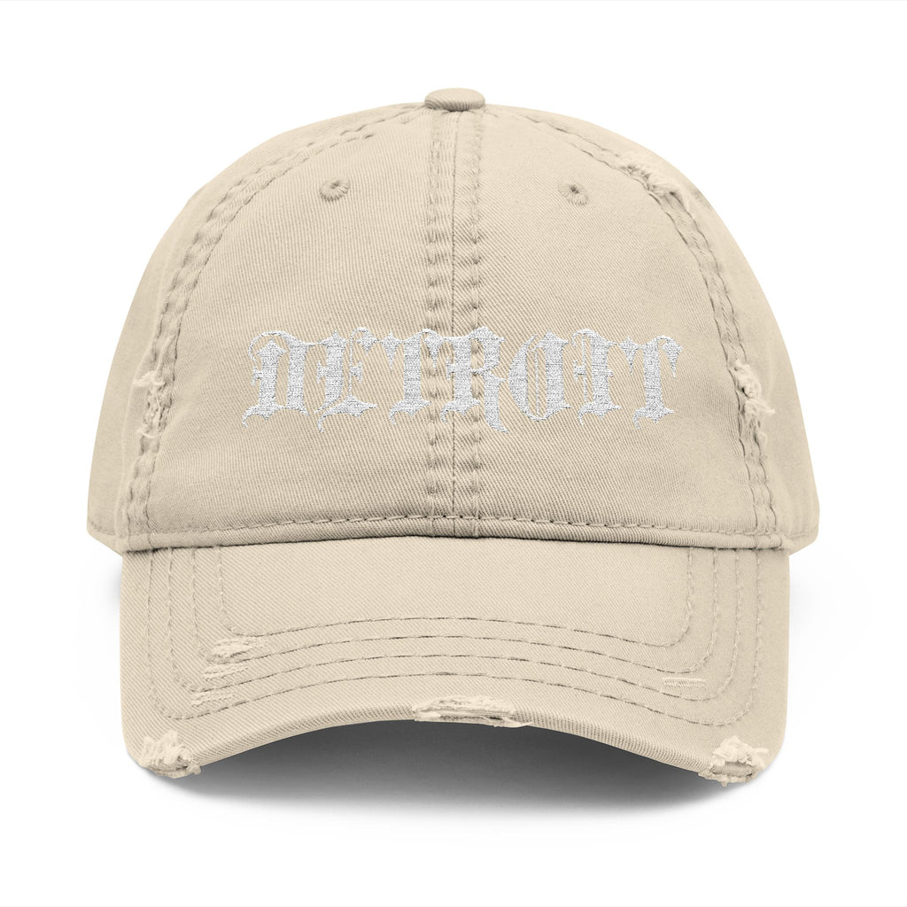 Embroidered Distressed Detroit Hat