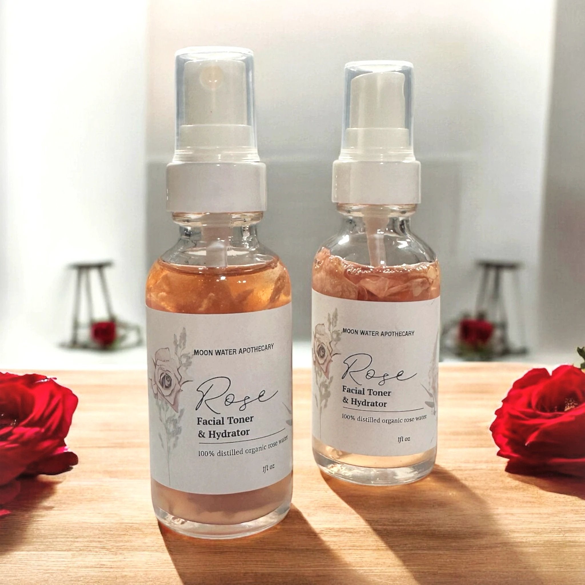 Handcrafted Rose Water Facial Toner, ALL Skin Types -- Organic Soothing, Hydrating Skin Care -- by Moon Water Apothecary! by Moon Water Apothecary