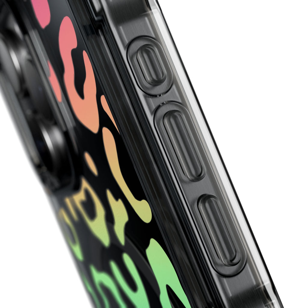 Bespattered Facade Bright Rainbow Leopard MagSafe Clear Impact Case