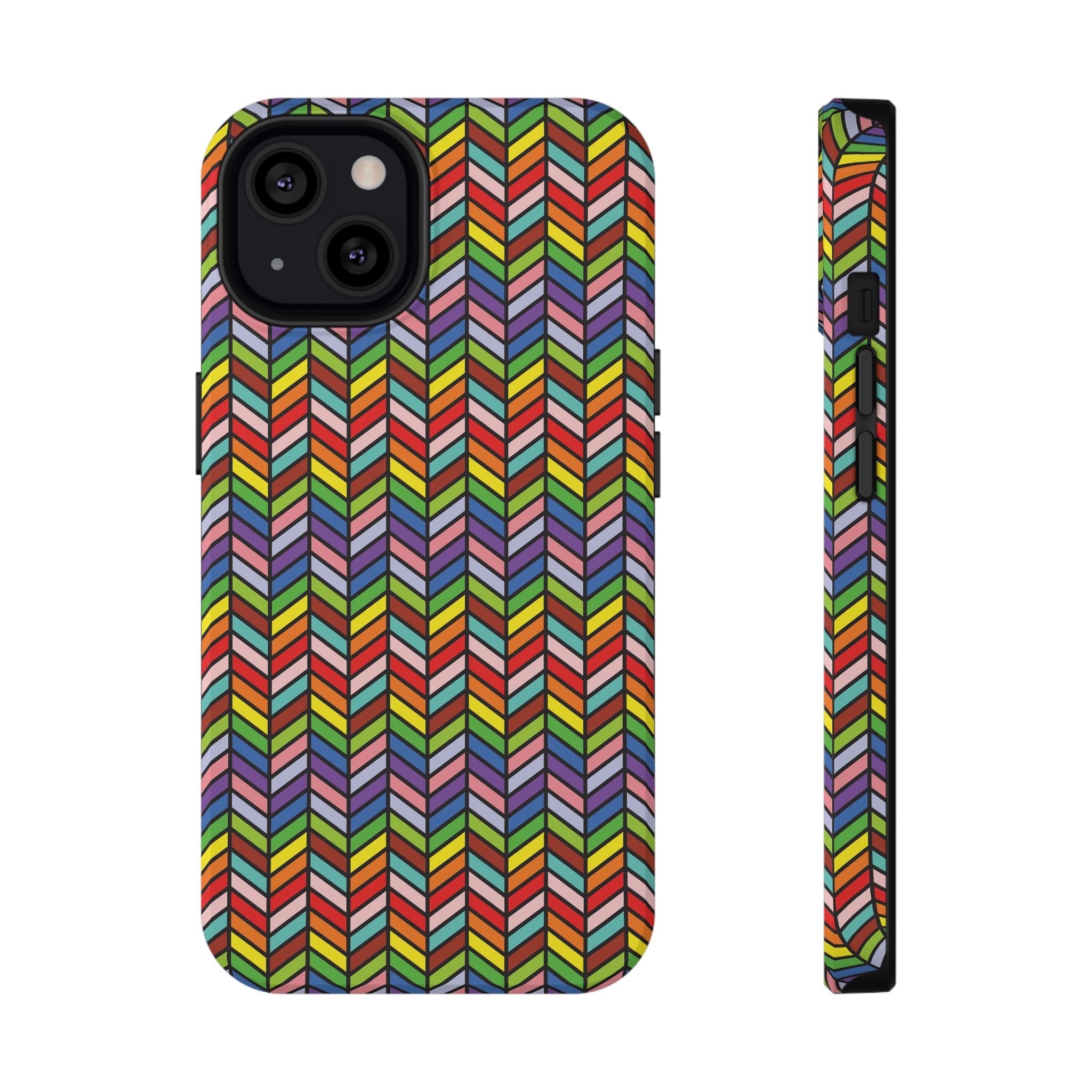 Bespattered Facade Rainbow Chevron Tiles Impact-Resistant Case