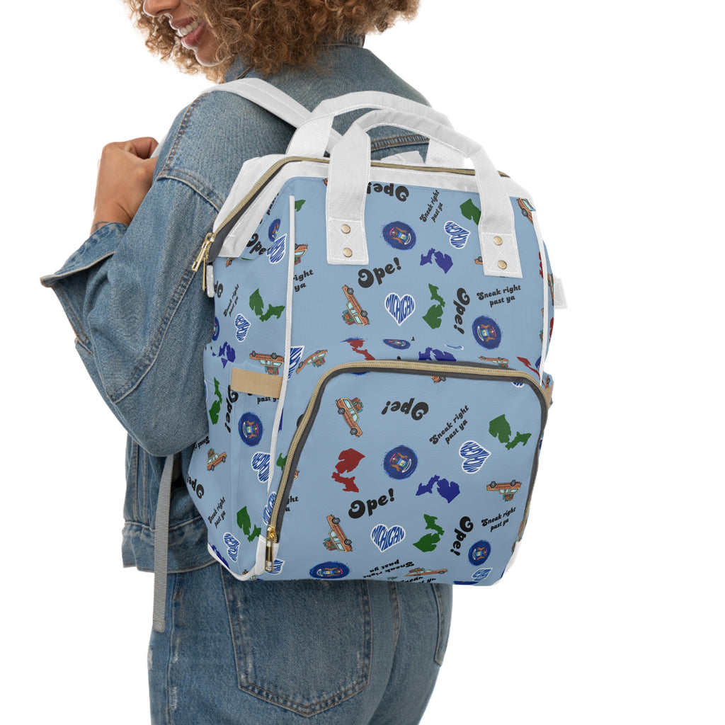 Light blue Michigander Multifunctional Diaper Backpack